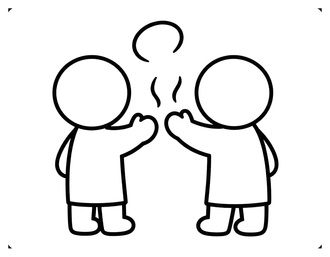 Kleurplaat van twee kinderen die zingend en klappend bij een haardvuur staan, met een schoen bij de haard en eenvoudige dikke lijnen.