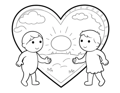 Een kleurplaat van Cupido die op een troon van hartjes zit.