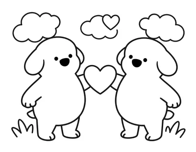 Kleurplaat van een schattige knuffelbeer met een Valentijnskaart en een slinger van hartjes.