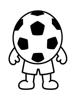 Kleurplaat van een grote voetbal met daarnaast een gestreept shirt en een sjaal in eenvoudige lijnen.