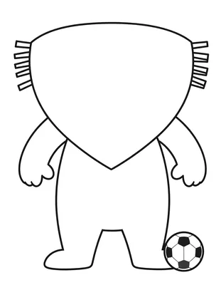 Kleurplaat van een grote voetbalsjaal met franjes en een kleine gestreepte bal ernaast.