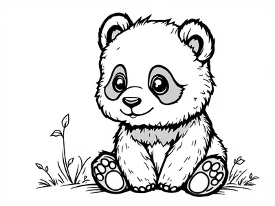 Schattige baby panda kleurplaat om in te kleuren.