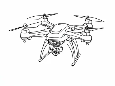 Kleurplaat van een drone met gedetailleerde lijnen.