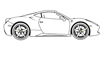 Kleurplaat van een Ferrari 458 sportauto.