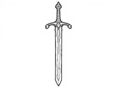 Kleurplaat van het zwaard van Excalibur met mooie details.