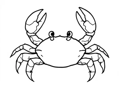 Kleurplaat van een schattige krab met grote scharen.