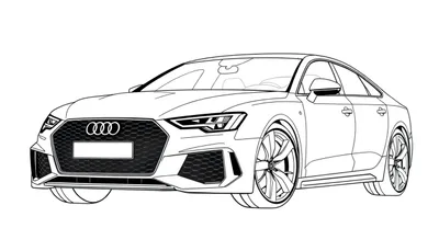Kleurplaat van een Audi RS6 om zelf in te kleuren.