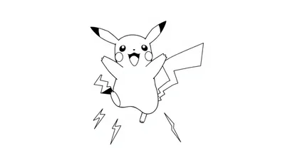 Kleurplaat van Pikachu die vrolijk springt en bliksemschichten schiet, perfect voor een 4-jarige.