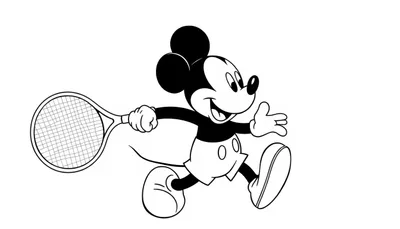 Kleurplaat van een vrolijke muis die tennis speelt
