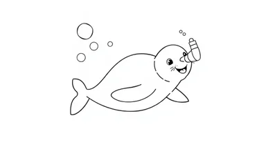 Leuke kleurplaat van een blije zeehond met een snorkel en luchtbelletjes.