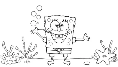 SpongeBob kleurplaat in Bikinibroek