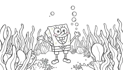 SpongeBob kleurplaat onderwater