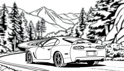 Toyota Supra kleurplaat aan het driften