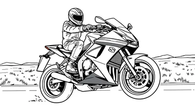 Kleurplaat van een stoere man op een Suzuki GSX-R1000 motor!
