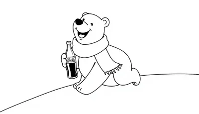 Kleurplaat van een lachende ijsbeer met Coca-Cola