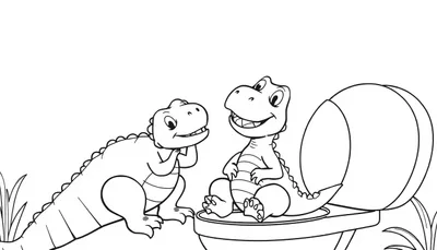 Dino op de wc kleurplaat: Mama, ik wil eten!