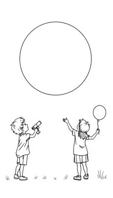 Kleurplaat van kinderen met waterpistool en ballon in de zomerhitte.
