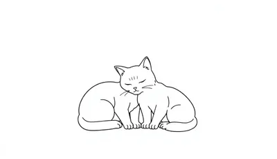Kleurplaat van twee knuffelende katten.
