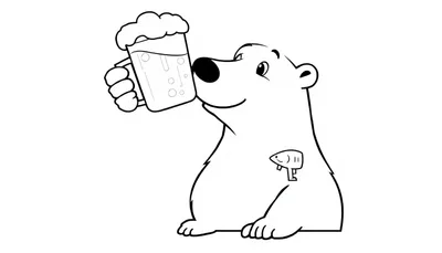Kleurplaat van een ijsbeer met een bierpul