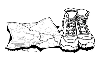 Wandelkaart en wandelschoenen kleurplaat voor de Vierdaagse!