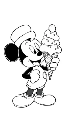 Mickey Mouse kleurplaat met ijsje