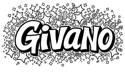 Givano Kleurplaat: Graffiti Sterren & Muziek