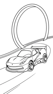 Hot Wheels Kleurplaat: Raceauto met Loopings