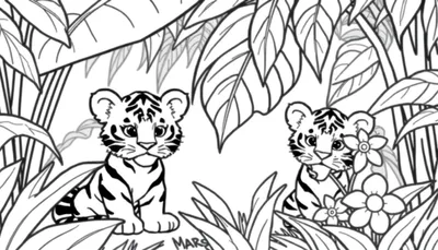 Kleurplaat: Jungle Welpjes