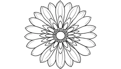 Een zwart-witte schets van een makkelijke bloemen mandala, klaar om ingekleurd te worden.