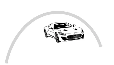 Kleurplaat van een gestileerde Maserati GranTurismo op een regenboog met zonnestralen.