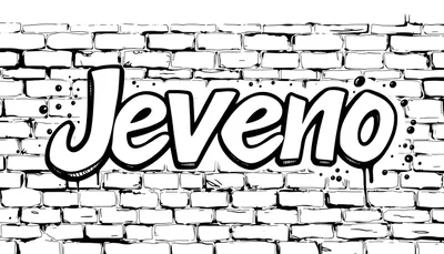 Kleurplaat van de graffiti naam Jeveno op een bakstenen muur