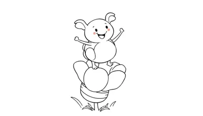 Schattig kleurplaat wezentje op een bloem