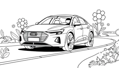 Audi e-tron kleurplaat met bloemen