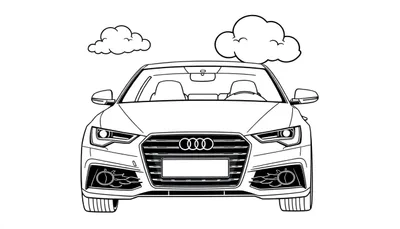 Kleurplaat van een Audi A6 van voren.