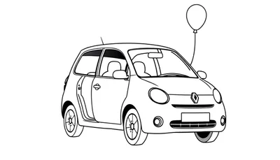 Kleurplaat van een Renault 5 met een ballon.