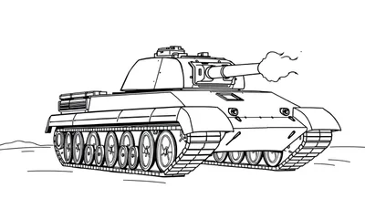 Kleurplaat van een Leopard 1 tank die schiet met rook uit het kanon.