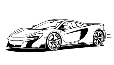 Lijntekening van een gestroomlijnde sportauto van de zijkant, klaar om ingekleurd te worden.