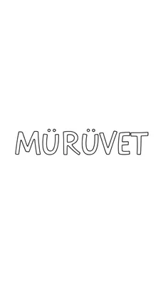 Kleurplaat van het woord MÜRVET in zwarte omtrekletters met een speels design op een witte achtergrond.