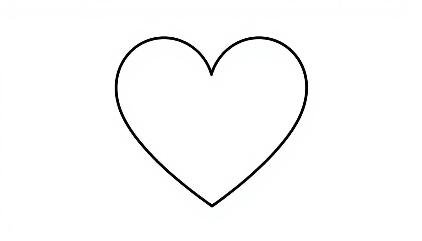 Kleurplaat van een groot hart om in te kleuren.