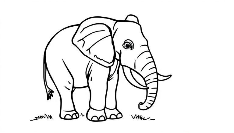 Een schattige olifant kleurplaat voor kinderen om in te kleuren.