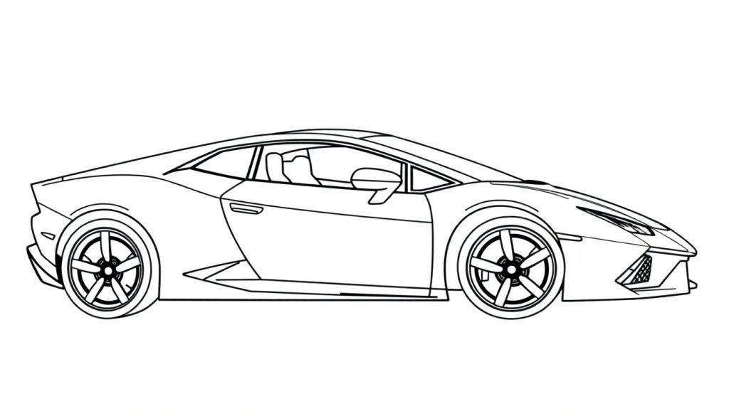 Kleurplaat van een sportauto, zoals een Lamborghini.