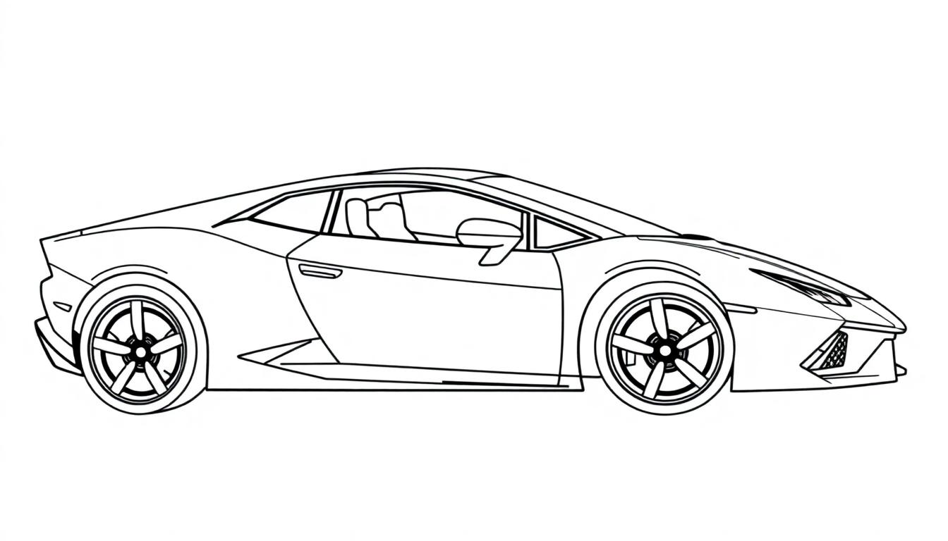 Kleurplaat van een sportauto, zoals een Lamborghini.