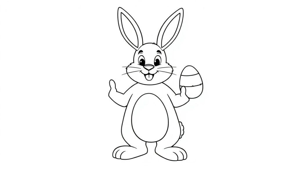 Schattige kleurplaat van een konijntje met een paasei