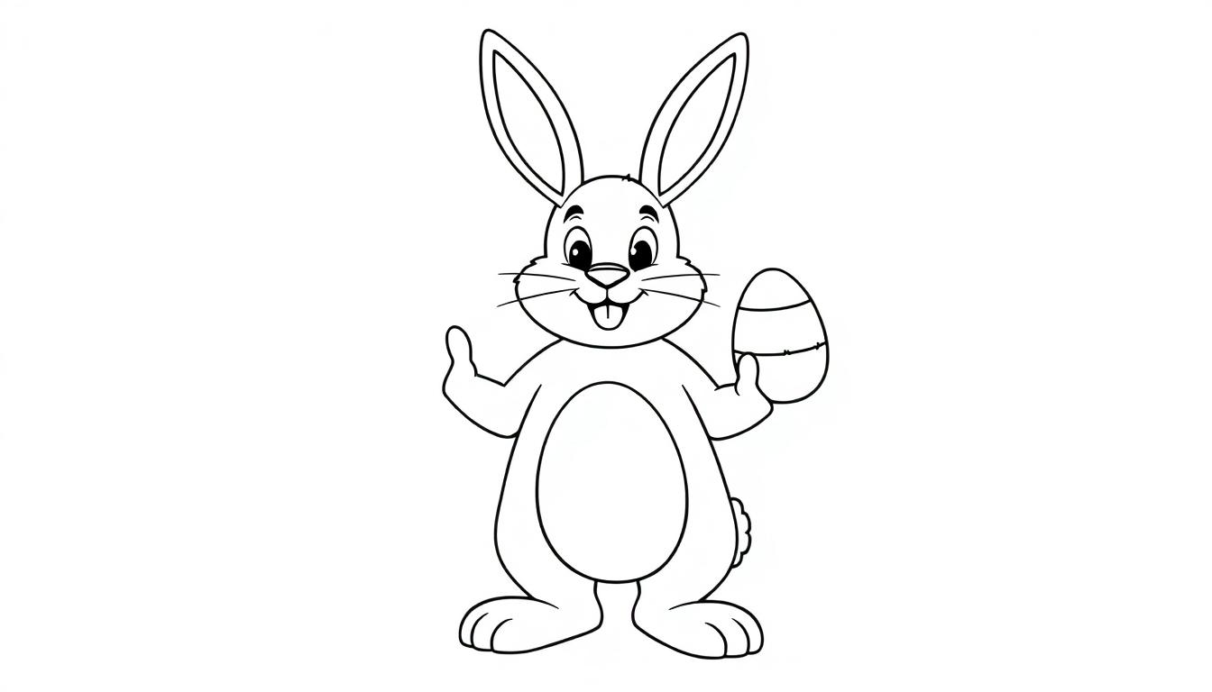 Schattige kleurplaat van een konijntje met een paasei