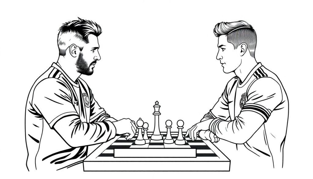 Kleurplaat van twee mannen die samen schaken, met een schaakbord tussen hen in, klaar voor een spannende wedstrijd.