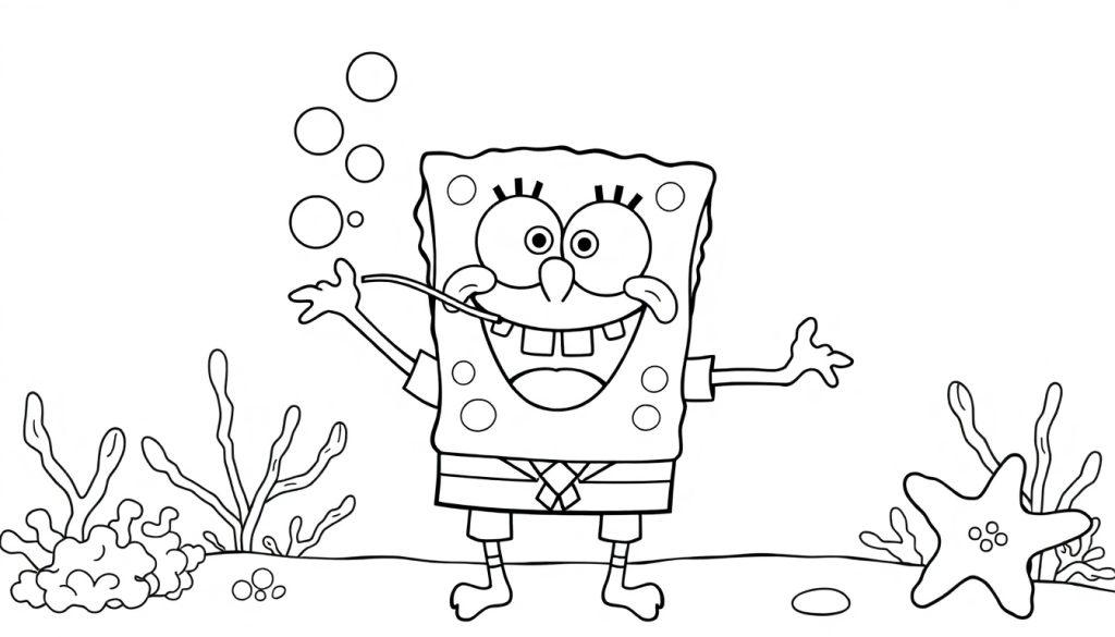 SpongeBob kleurplaat in Bikinibroek