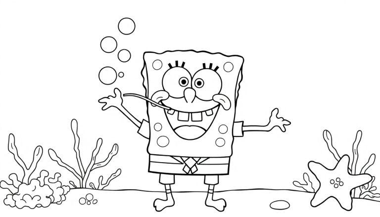 SpongeBob kleurplaat in Bikinibroek