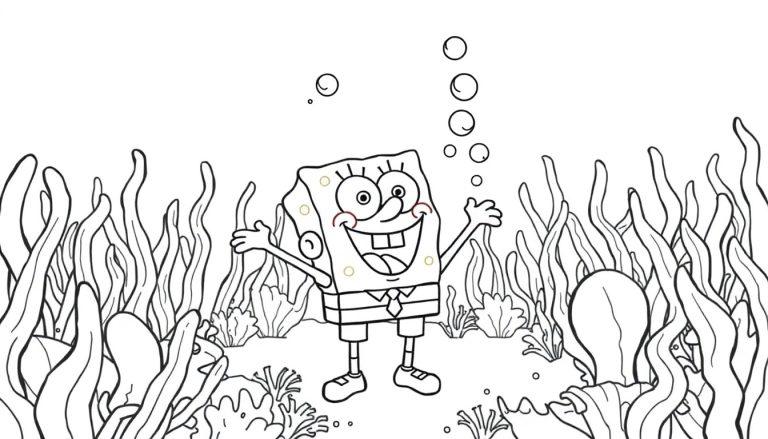 SpongeBob kleurplaat onderwater