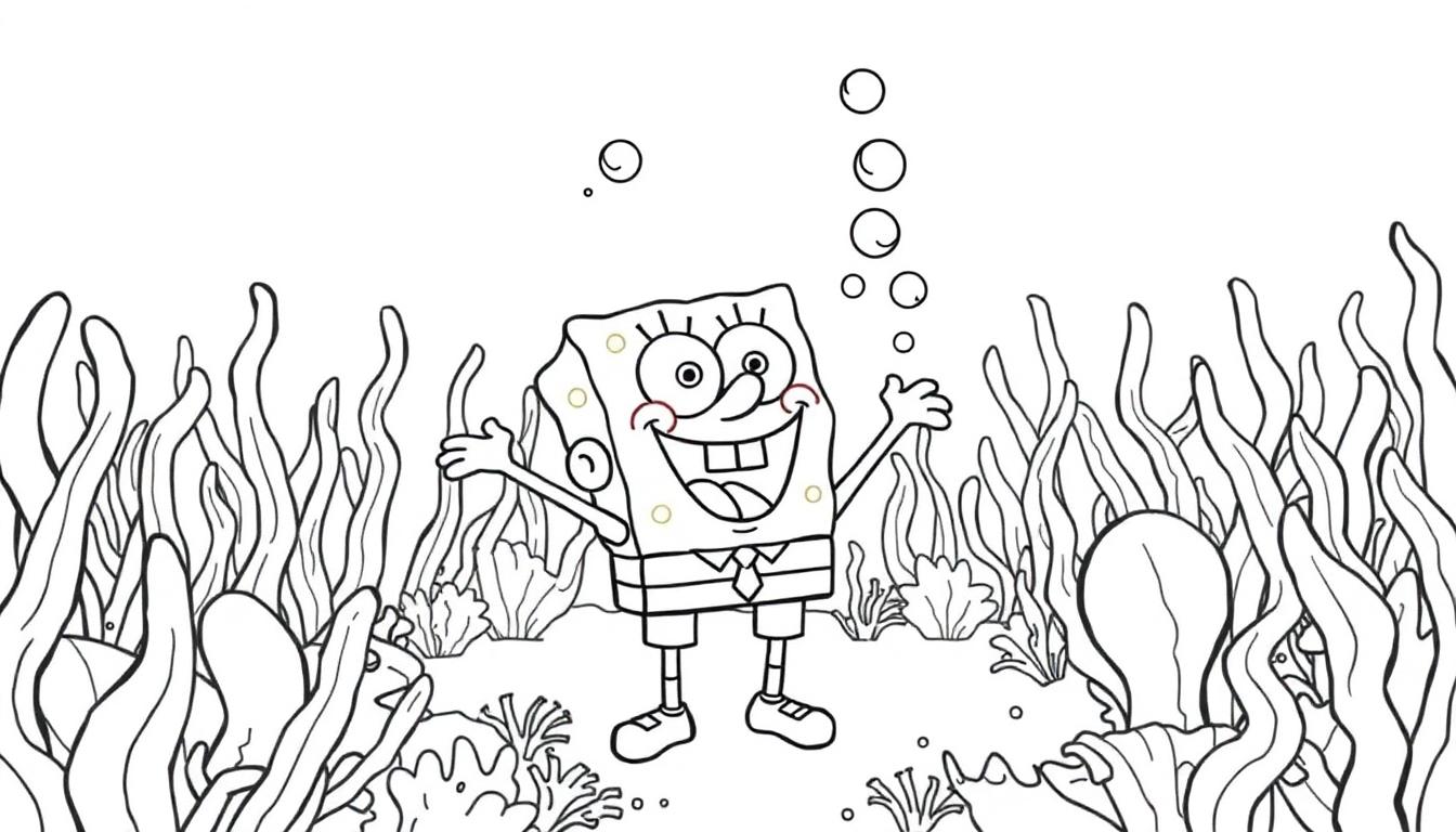 SpongeBob kleurplaat onderwater