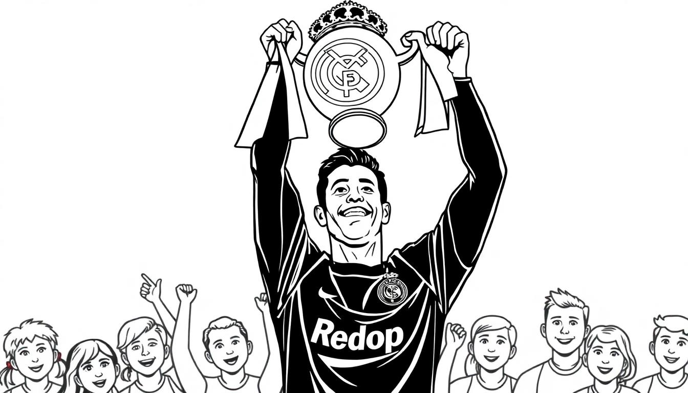 Real Madrid Ronaldo kleurplaat wint trofee